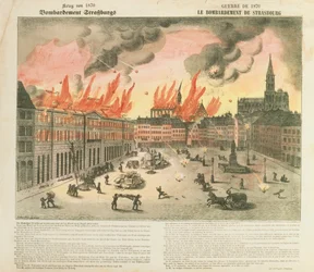Bombardment of Strasbourg, 24-27 August 1870, troops from Baden led by General von Werder, published by Ch. Kreyder, Strasbourg